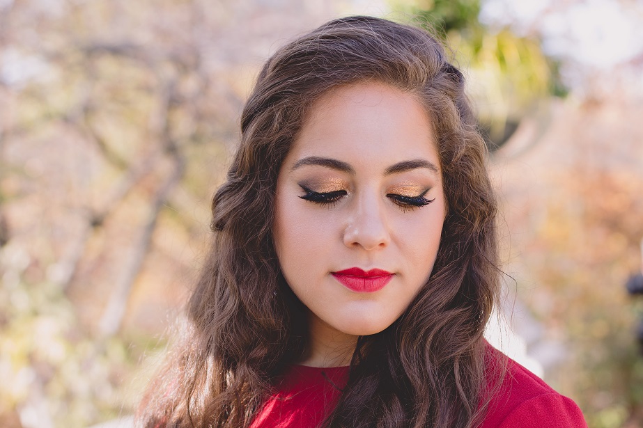 red lipstick along with the red dress